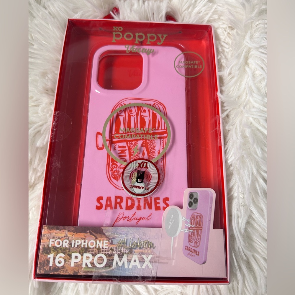 XO Poppy for iPhone 16 Pro Max MagSafe Case Sardines Portugal Pink Lisbon Vacay